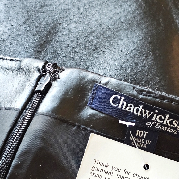 NWT Chadwicks of Boston Genuine Leather Black Pencil Skirt Women’s Size 10T - Picture 11 of 13